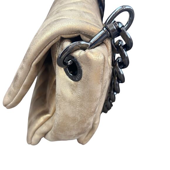 Think Royln Gold Crossbody With Chain Strap and Striped Strap - Picture 3 of 8